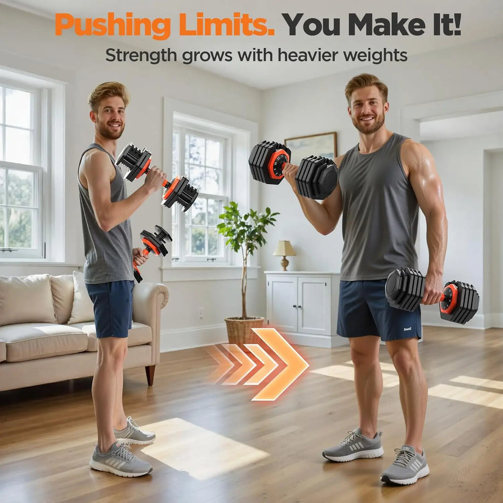 2026 Updated Adjustable Dumbbell Set of 2, 110lbs/50lbs Weights Dumbbell Set with Storage Box, 25lbs/55lbs, Customized