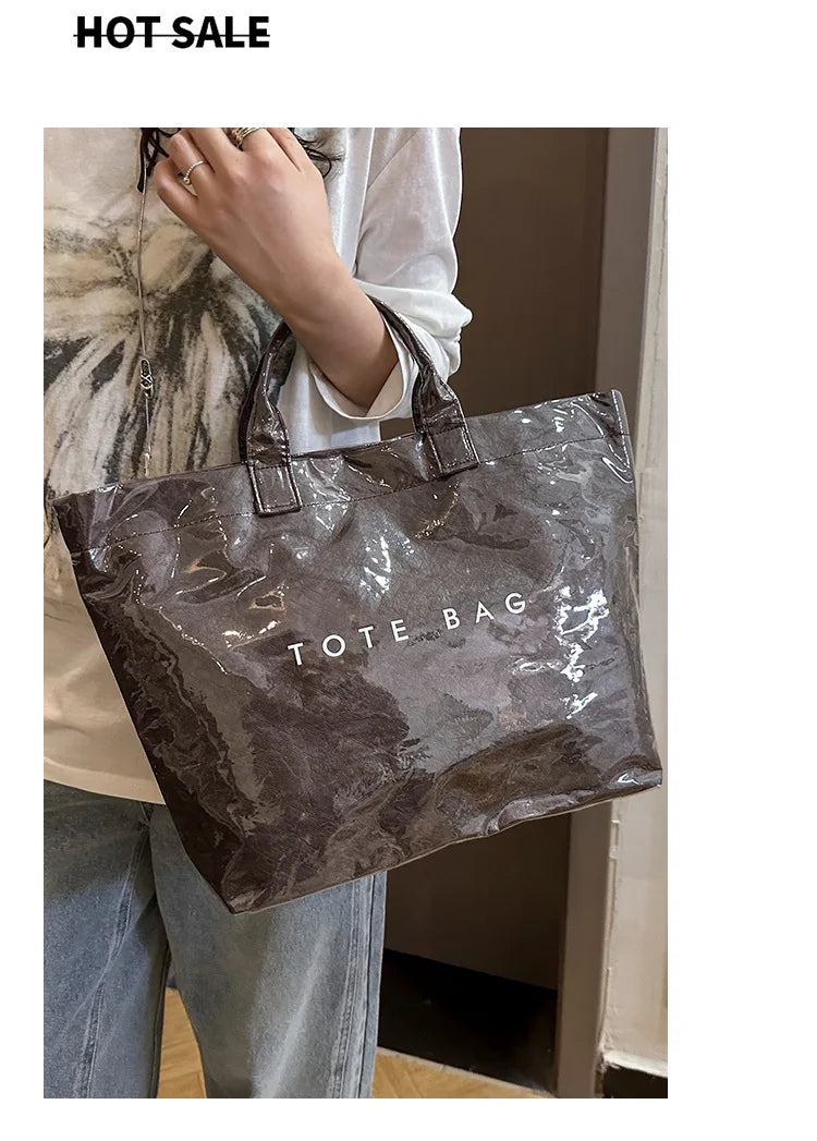Retro tote bag waterproof DuPont paper shoulder bag fashionable commuting large capacity kraft paper handbag