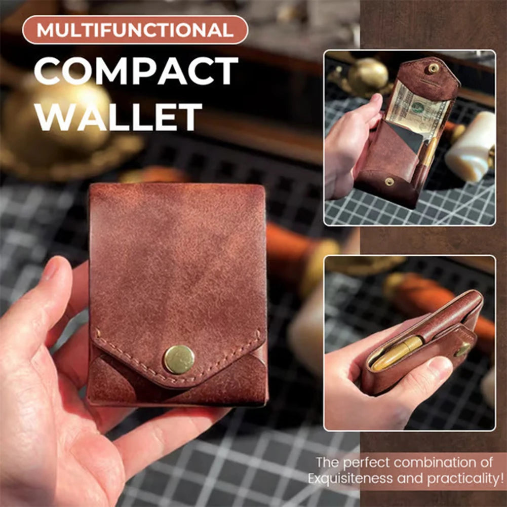 Multifunctional Compact Wallet Bi-Fold Slim Minimalist Wallet Complimentary Fountain Pen for Daily Commuting Business and Travel