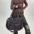 Y2K Street Personalized Women's Multi Pocket Shoulder Bag Large Capacity Retro Motorcycle Tote Bag