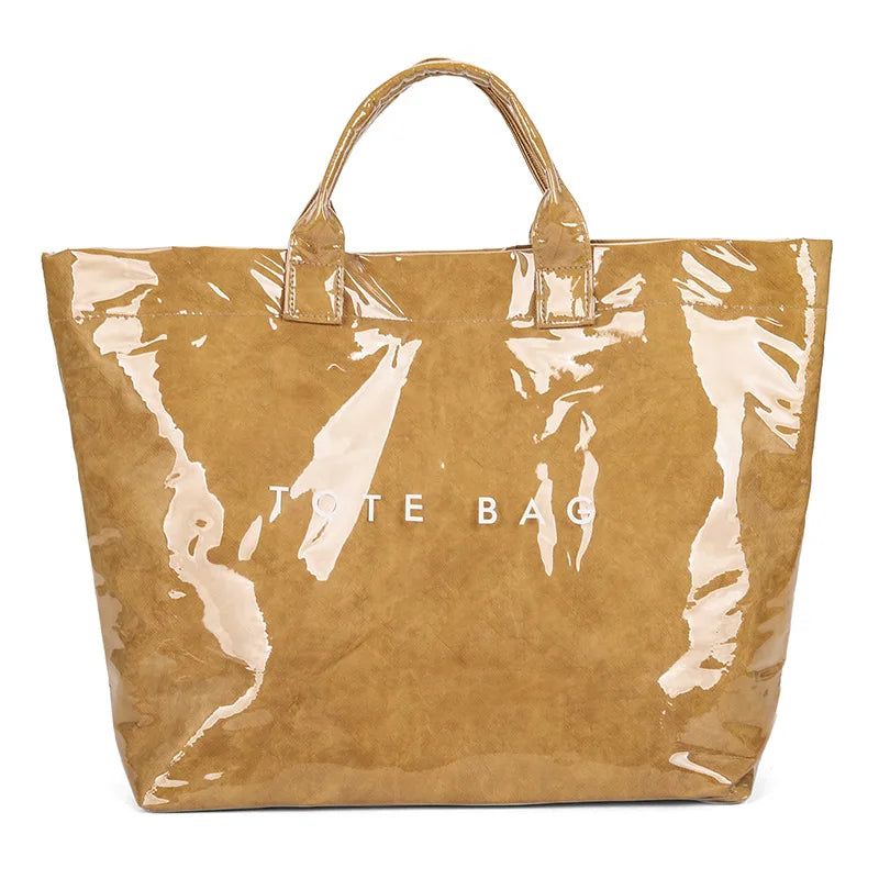 Retro tote bag waterproof DuPont paper shoulder bag fashionable commuting large capacity kraft paper handbag