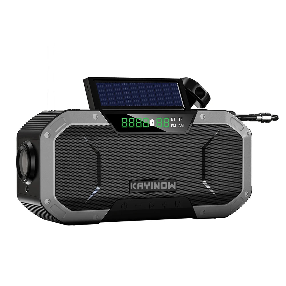 5000mAh Emergency Radio Solar Powered Hand Crank Radio Multifunctional Bluetooth AM/FM Weather Radio Speaker with LED Flashlight
