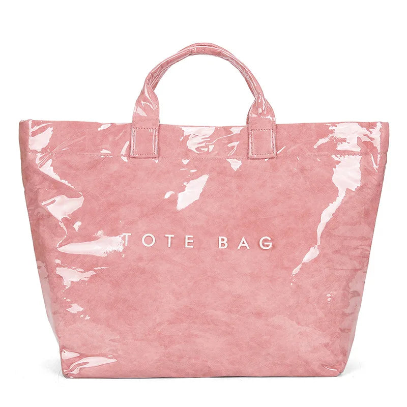 Retro tote bag waterproof DuPont paper shoulder bag fashionable commuting large capacity kraft paper handbag