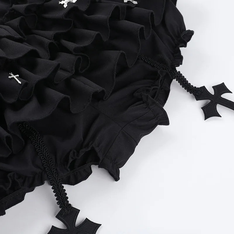 AltGoth Mall Goth Cake Shorts Women Hotsweet Y2k E-girl Harajuku Cross Pendant Culottes Aesthetic Fairycore Cute Kawaii Shorts