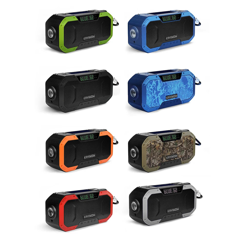 5000mAh Emergency Radio Solar Powered Hand Crank Radio Multifunctional Bluetooth AM/FM Weather Radio Speaker with LED Flashlight