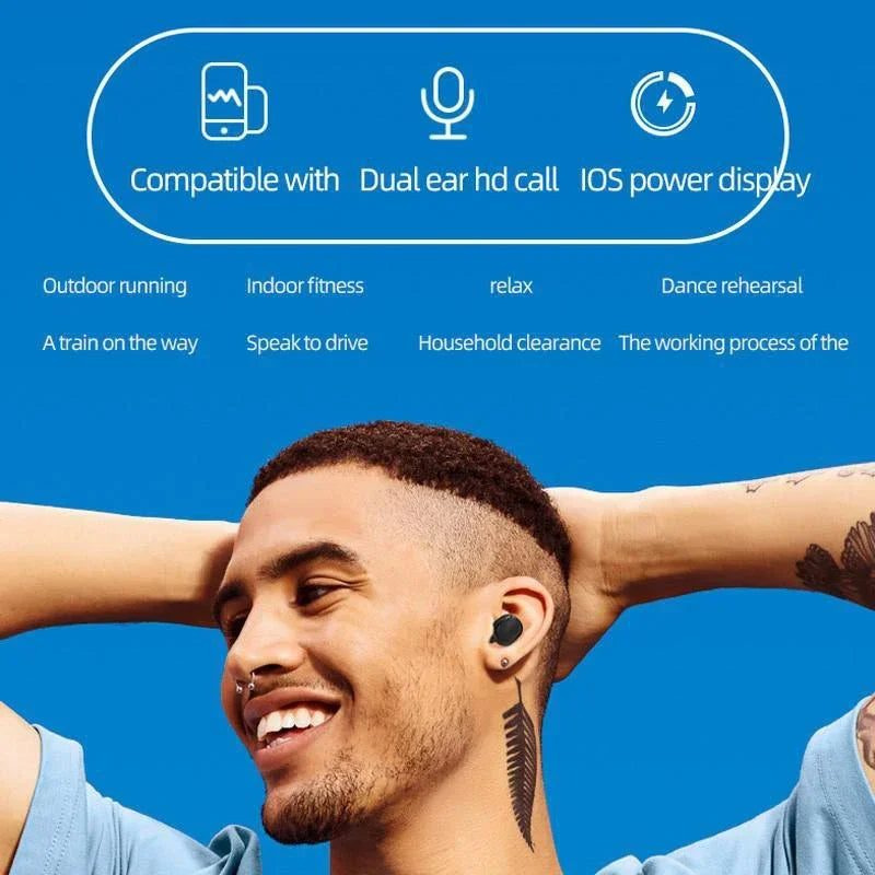 A6S TWS Wireless Bluetooth Headset with Mic Noice Cancelling Earphone Bluetooth Headphones