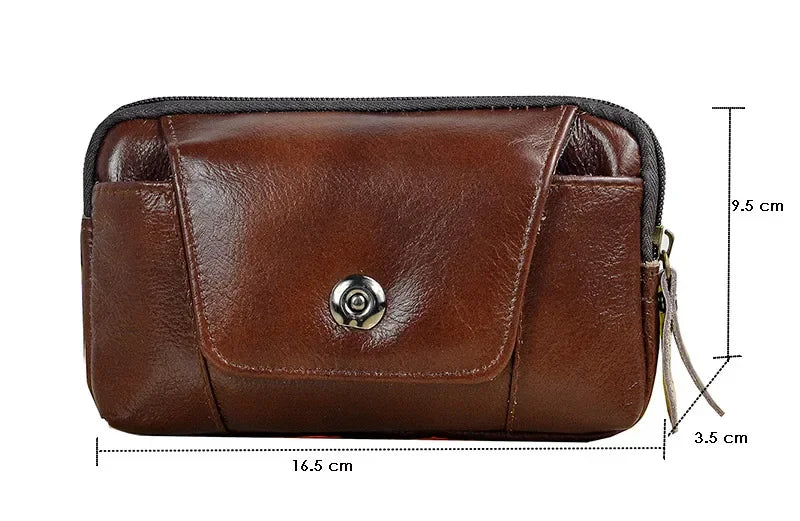 Men Genuine Leather Hip Bum Belt Bag Male Zipper Leather Phone Pouch Bag High Quality Waist Boy Fanny Packs Hand Bags Purses