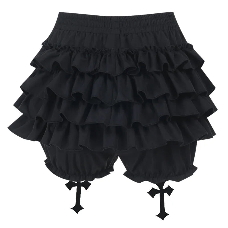 AltGoth Mall Goth Cake Shorts Women Hotsweet Y2k E-girl Harajuku Cross Pendant Culottes Aesthetic Fairycore Cute Kawaii Shorts