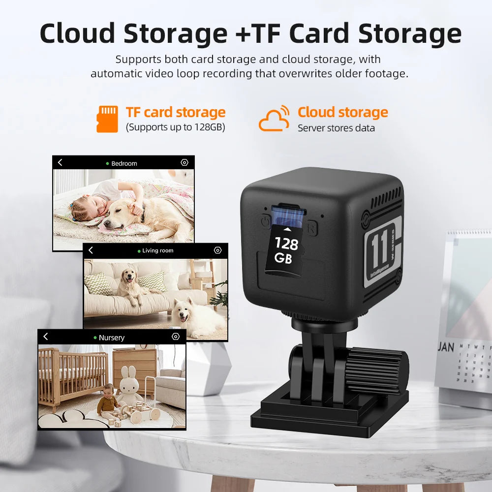 HD 1080P Mini Camera 2.4G WiFi Wireless Remote Monitoring Small Camera Home Video Recorder with 1600mAh Battery