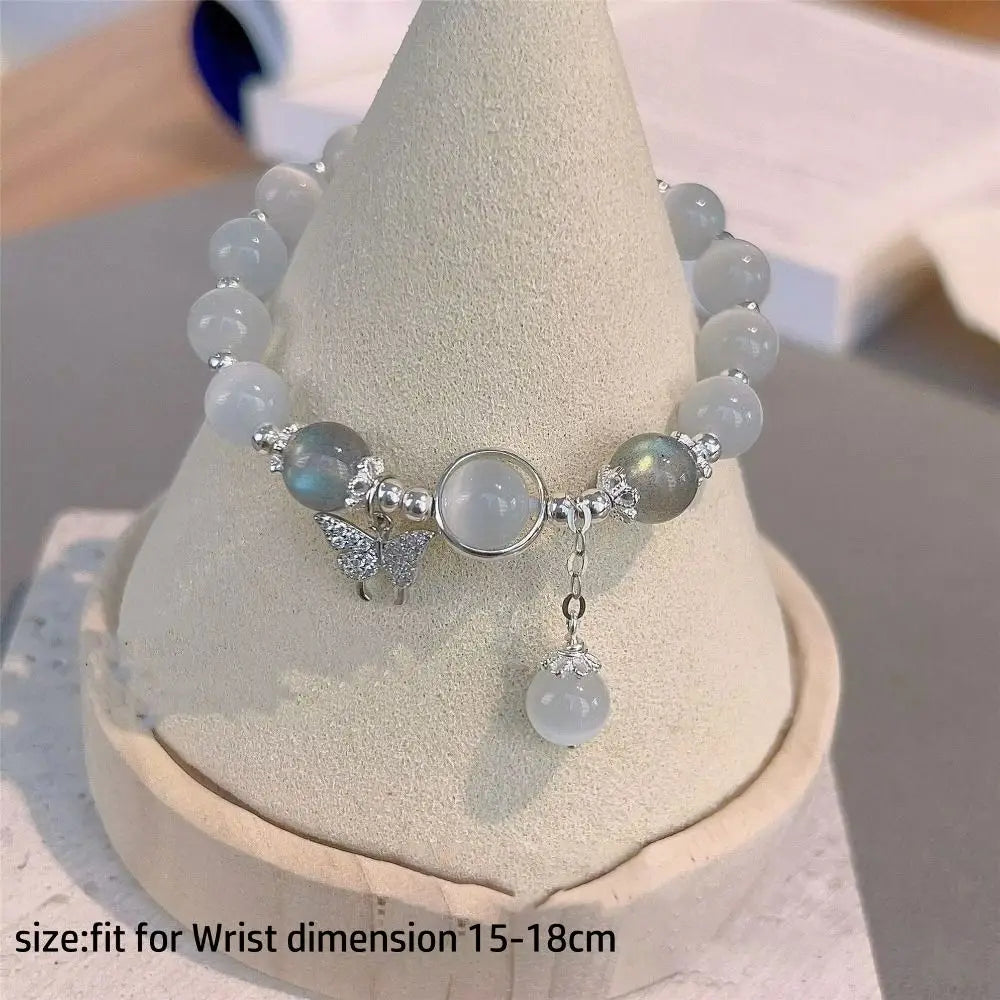 Butterfly Star Moon Flower Pendant Glazed Bracelet Jewelry Gift Beauty Accessory Bead Chain with Colorful Beads Lucky Bracelet