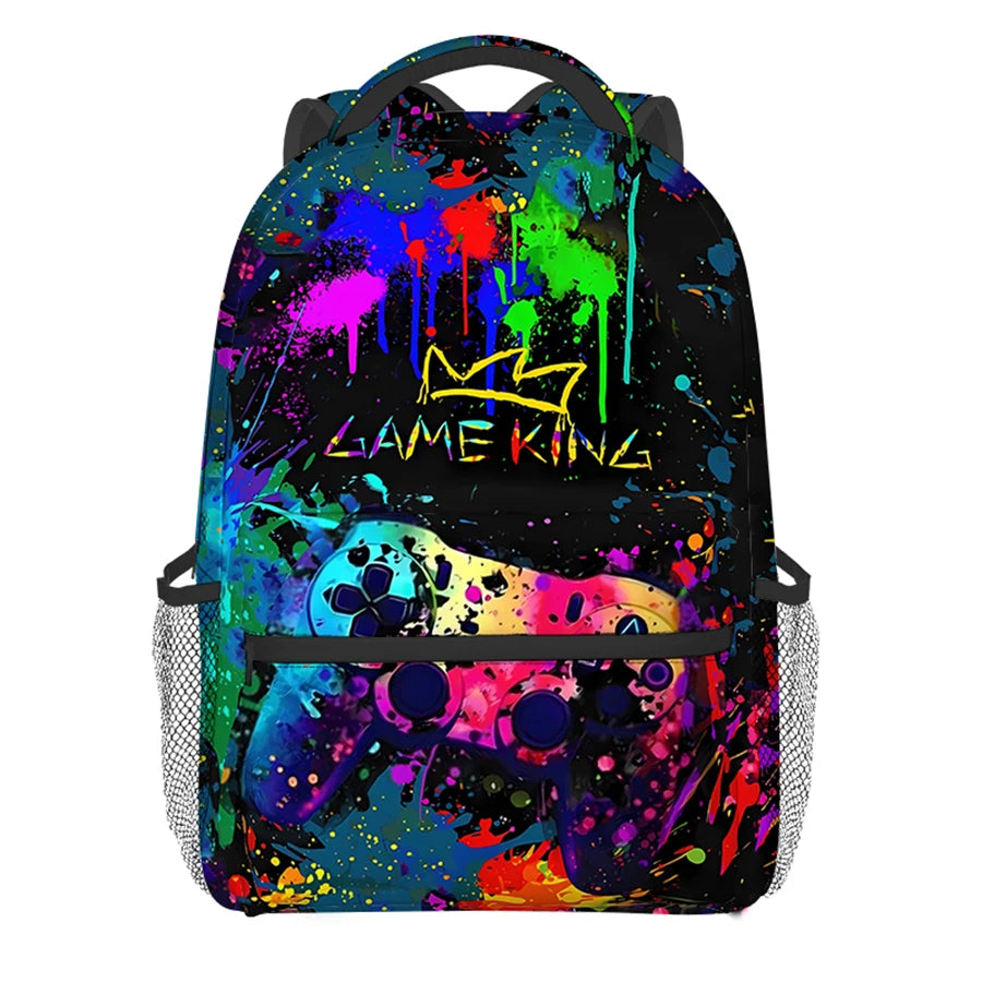 Burning Flame Game Controller Backpacks for Boy and Girls Best Gifts 2D Flat Cartoon School Backpack for Children