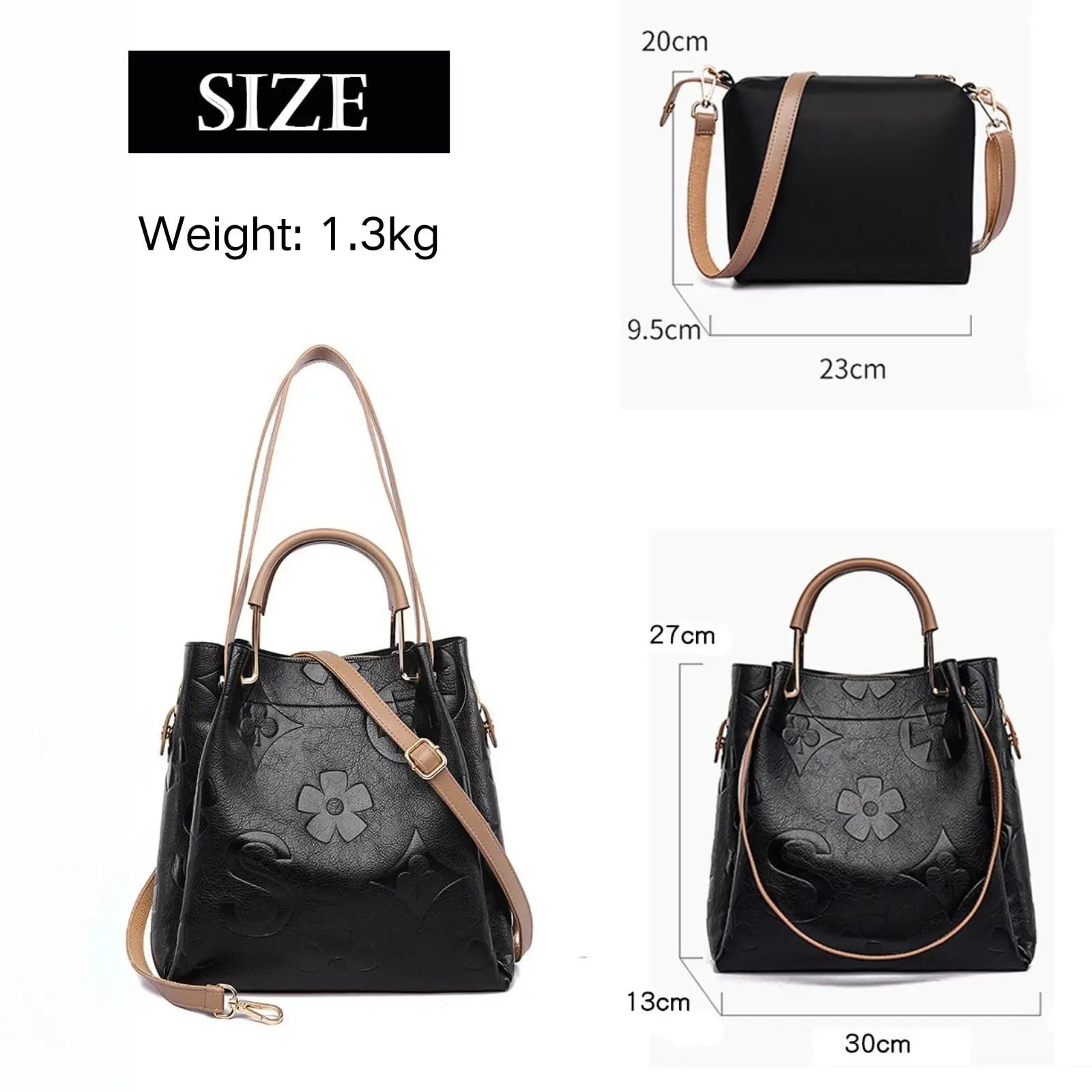 Floral Handbags Purses Women Tote Bag - Embossed Leather Top Handle Handbag Set Large Shoulder Bag Ladies Bucket Hobo Bag