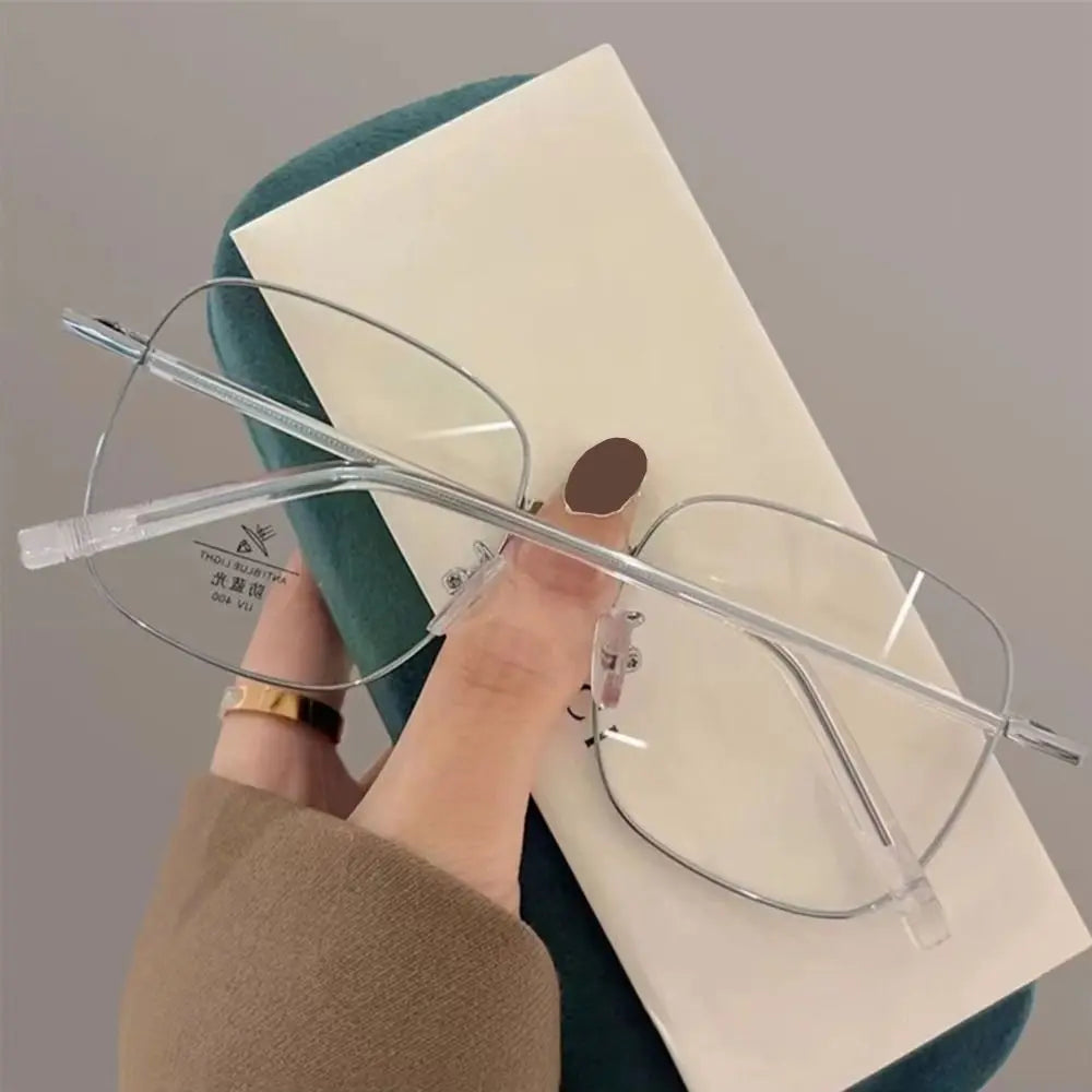 Metal Frame Myopia Glasses Frame Fashion Women Men Big Frame Anti-UV Blue Rays Glasses Ultra-light Vision Care Eyeglasses