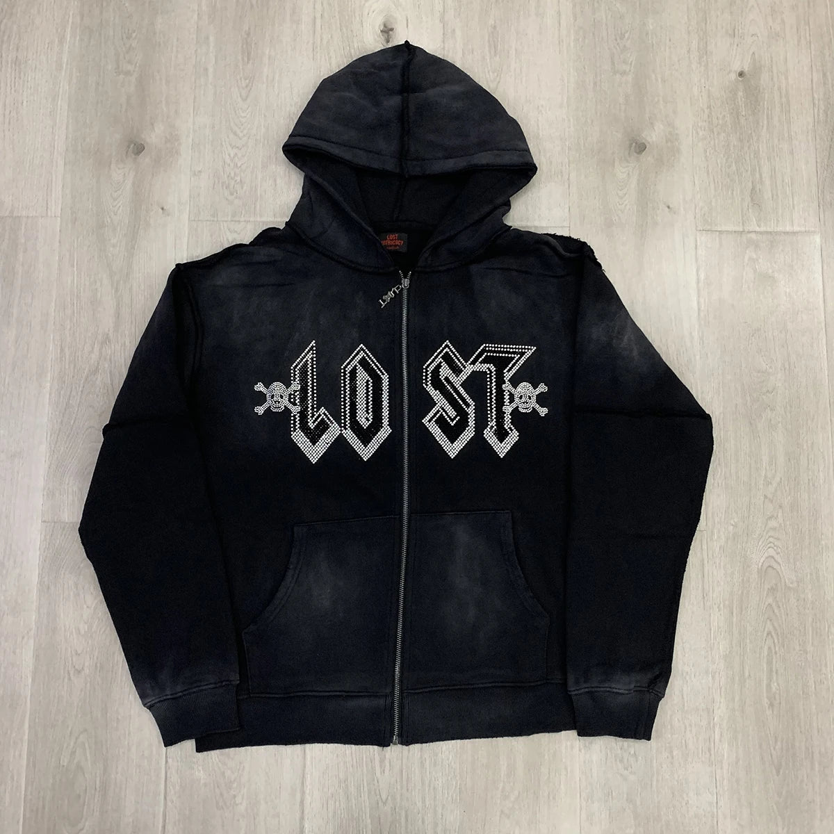 High Street Lose Rhineston Brilliant Shinning Zipper Hooded Hoodies for Men Cardigan Terry Loose Casual Sweatshirt Jacket