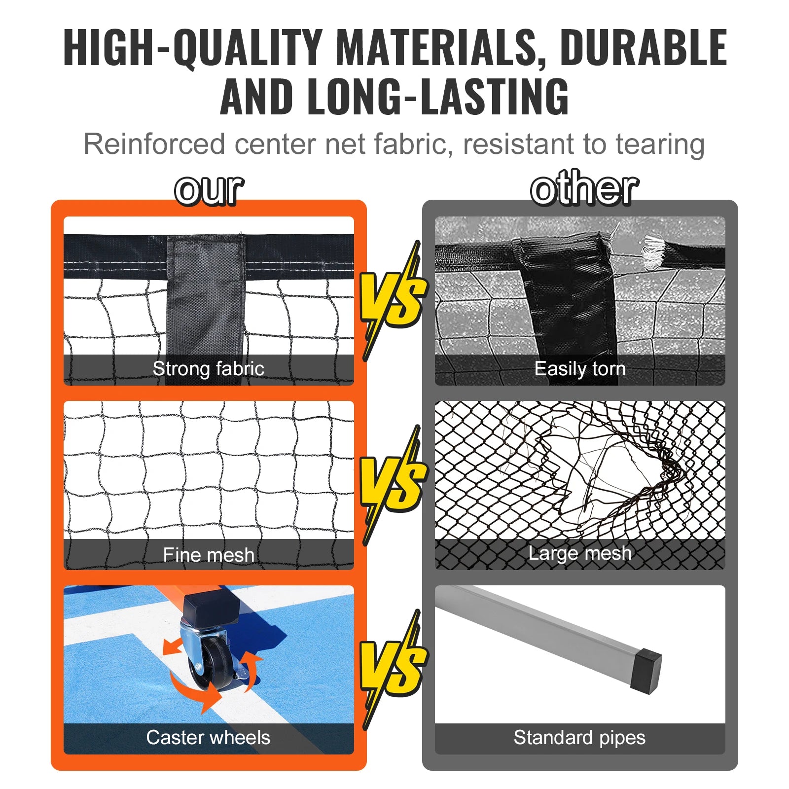 SucceBuy Portable Pickleball Net System 22FT Full Court Official Regulation Size Pickle Ball Nets Outdoor with Court Line