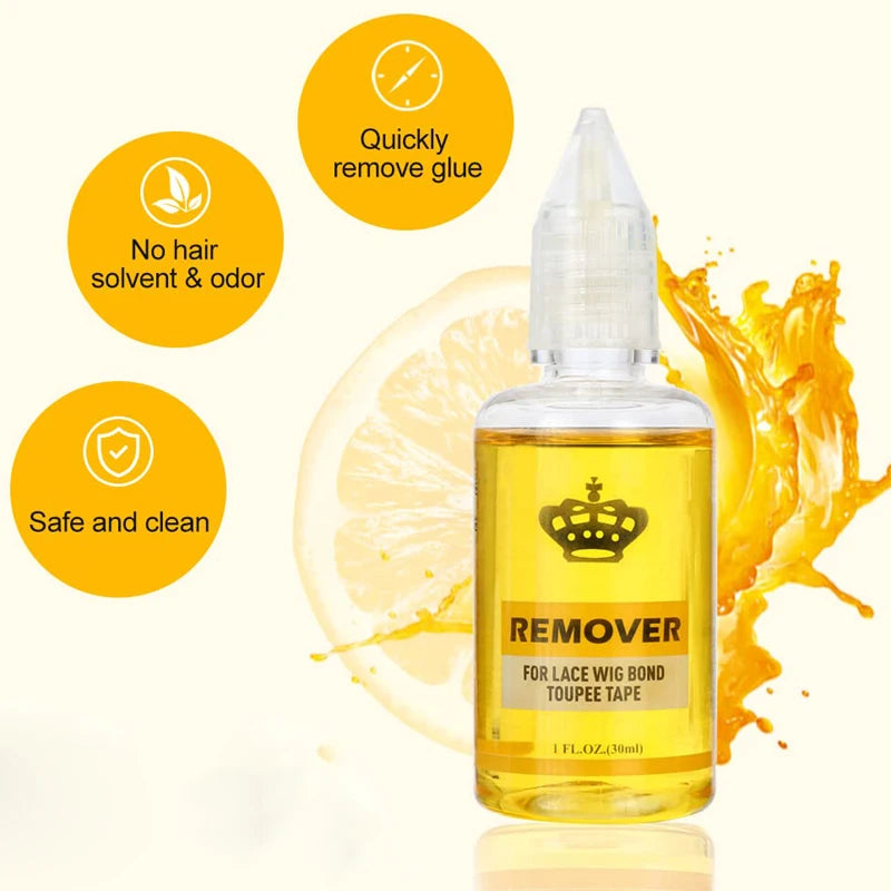 1Pcs Hair Glue Remover Yellow Adhesive Remover For Toupee 30ml Transparent Remover For Lace Wig Tape Remover For Hair Extensions
