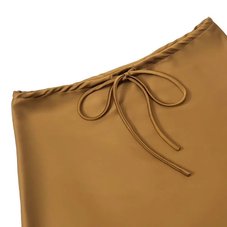 Satin Mini Skirts Women Summer Beige Silk Short Skirt For Woman Drawstring High Waist Black Satin Skirt A Line Women Short 2026