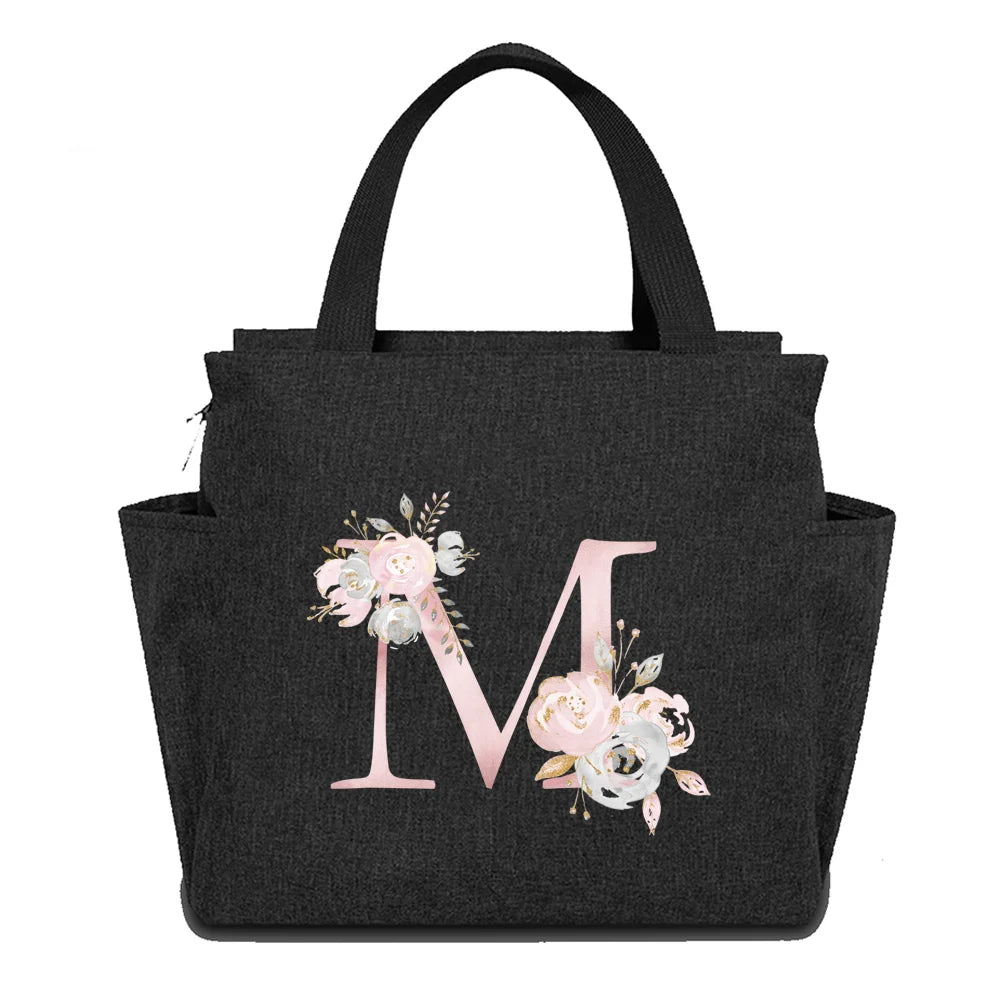 BIG Capacity Insulated Thermal Lunch Food Bag Box Cooler Waterproof  Original Design Pink Flower Series Printing for Kids
