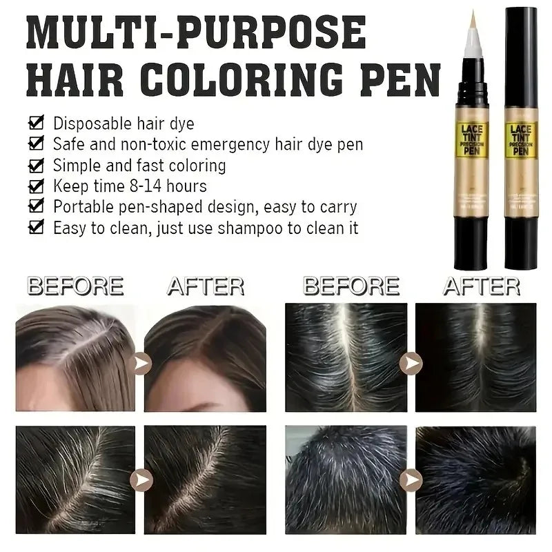 Lace Tint Pen for Wigs - Long-Lasting Natural-Looking High Viscosity Hair Color Easy Apply for All Hair Types