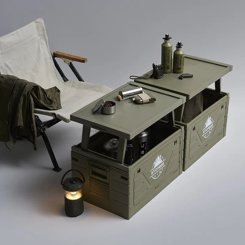 Outdoor camping folding box Car trunk with table Camping picnic finishing box Household storage box