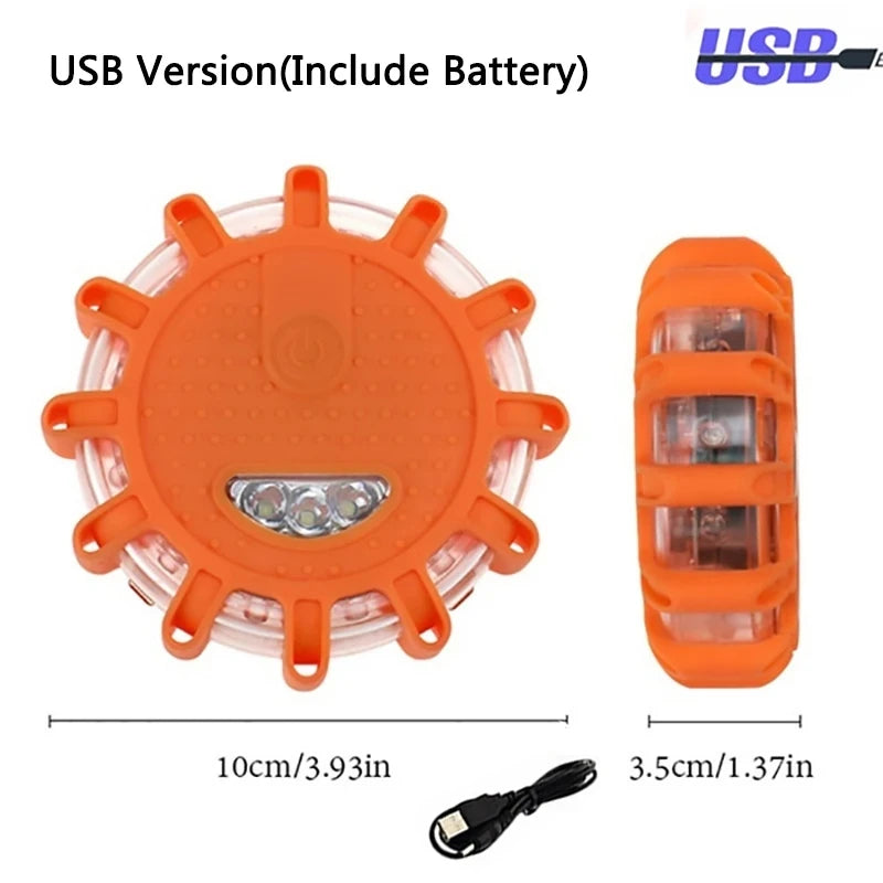 LED Emergency Lights Flare 9Modes Safety Warning USB Rechargeable Flashing Lamp Red Strobe Dash Light for Trucks Vehicle Car