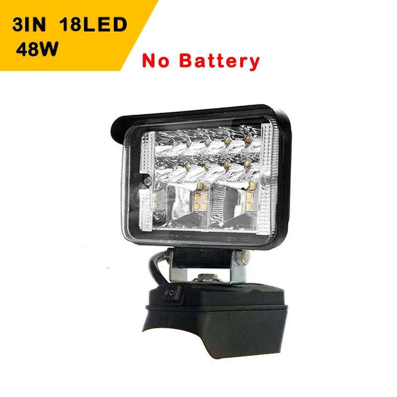 Portable LED Light Spotlights, Cordless, Outdoor Work, Fishing, Handheld Emergency Tool, Dewalt 18V Battery, 3 ", 4", 5 ", 8"