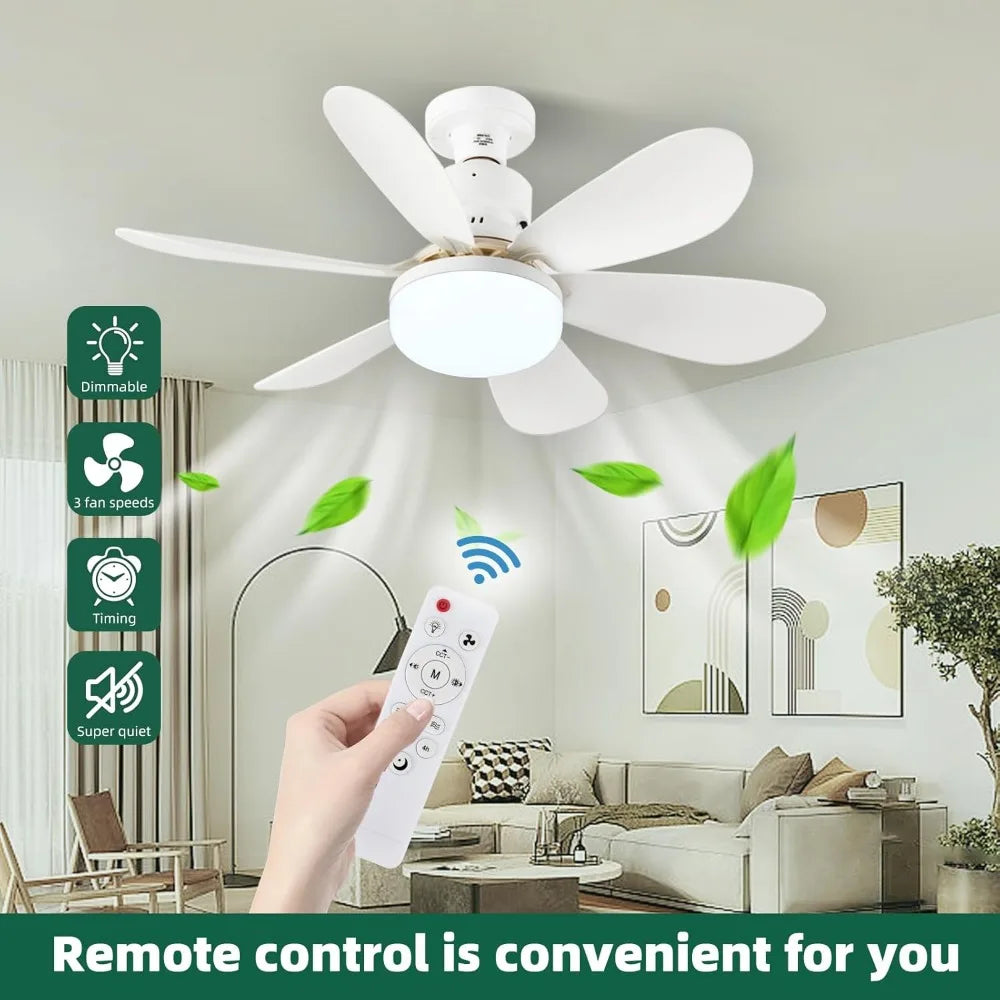 30/40W Ceiling Fan Lighting Color Temperature Modern Ceiling Mount Remote Control Dimmable Light Smart E27 Led Ceiling Fan Light