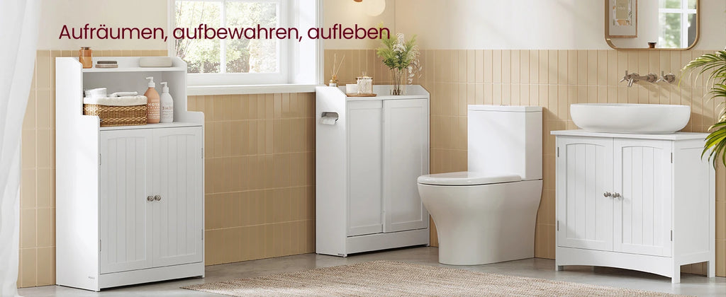 VASAGLE Bathroom chest of drawers Bathroom wardrobe Bathroom wardrobe Space Saving Sliding Doors Adjustable Flooring