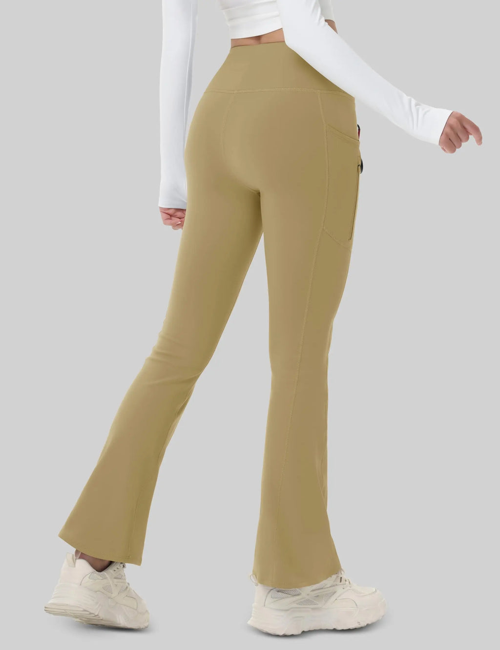 TACVASEN Fleece Lined Flare Pants Women's Waterproof Insulated Winter Pants High Waisted Bootcut Hiking Yoga Leggings Pockets