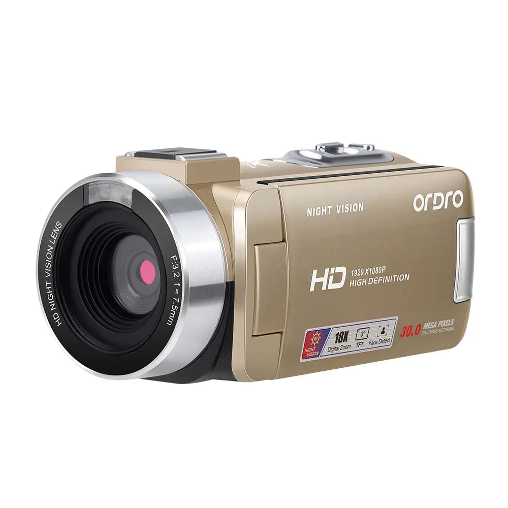 Ordro HD Camcorder 18X Digital Zoom Video Camera, 1080P Infrared Night Vision, Vintage Cheap Home Use Camara