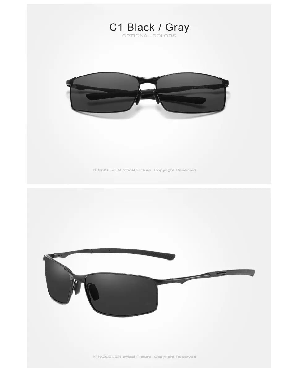 KINGSEVEN Fashion Rectangular Frame Sunglasses For Men UV400 Polarization Alloy Riding Glasses Parsnip Luxury Vintage Eyewear