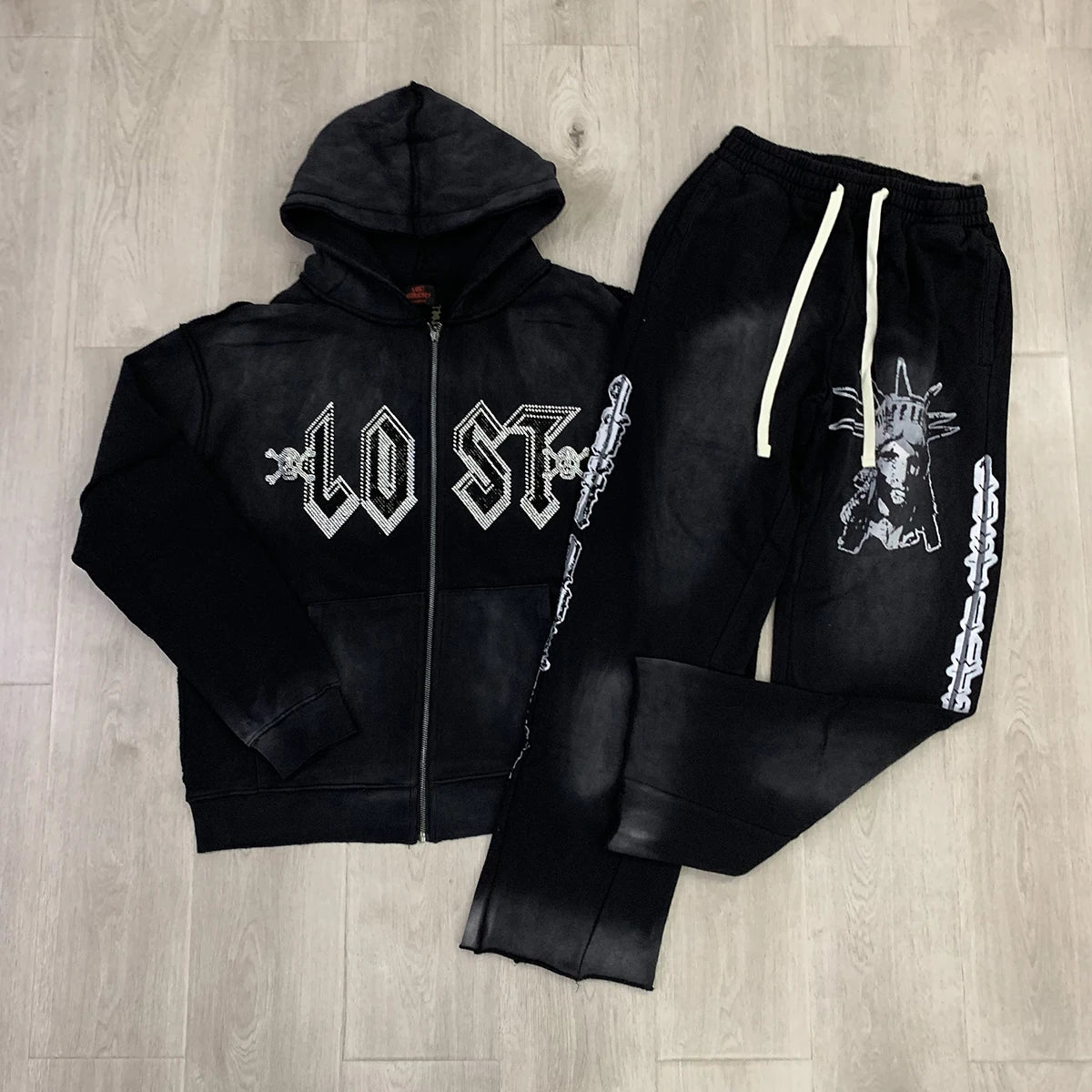 High Street Lose Rhineston Brilliant Shinning Zipper Hooded Hoodies for Men Cardigan Terry Loose Casual Sweatshirt Jacket