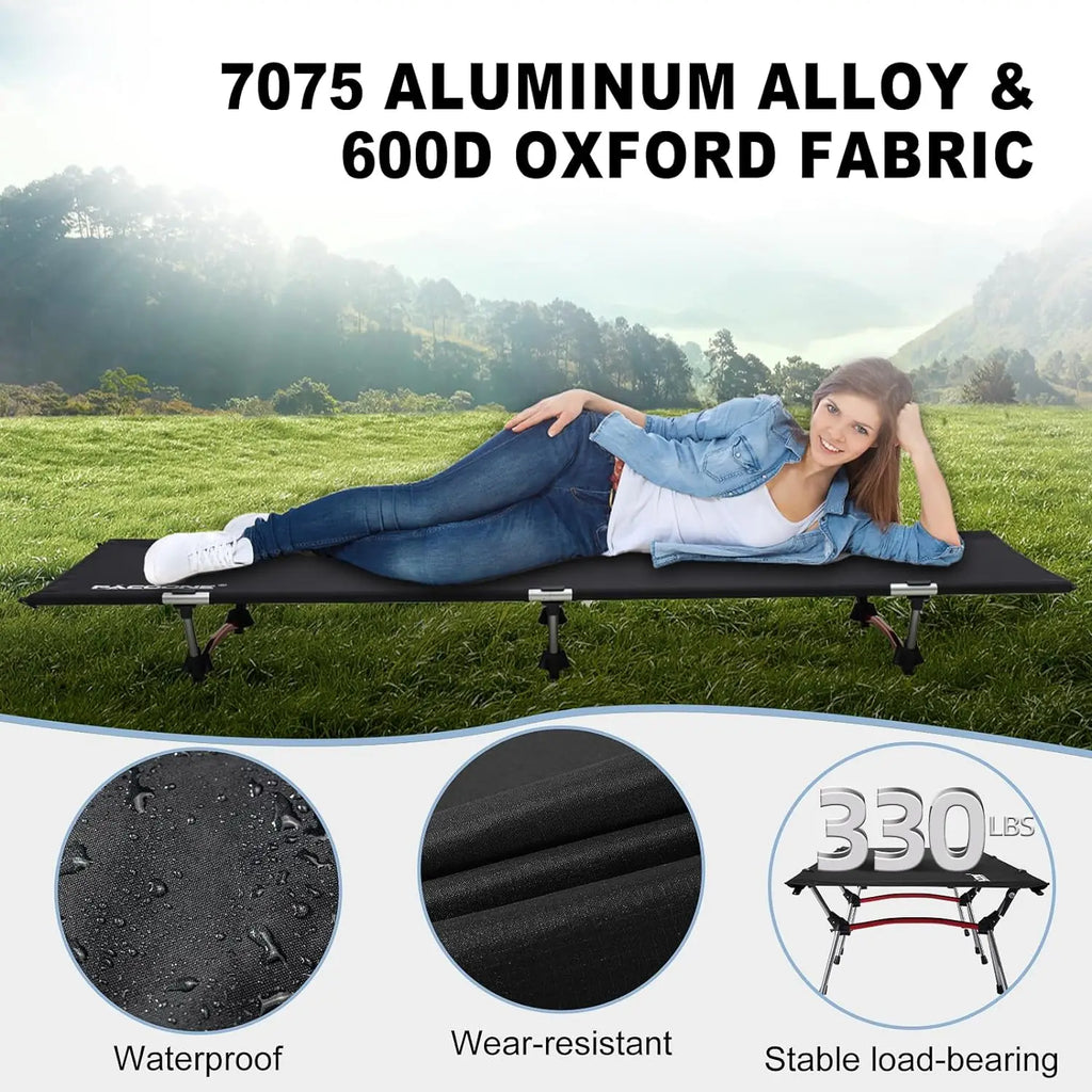 Outdoor Folding Camping Bed Single Person Cot Portable Foldable Sleeping Pad Hiking Backpacking Picnic Camping Cot Bed Mat 야전침대