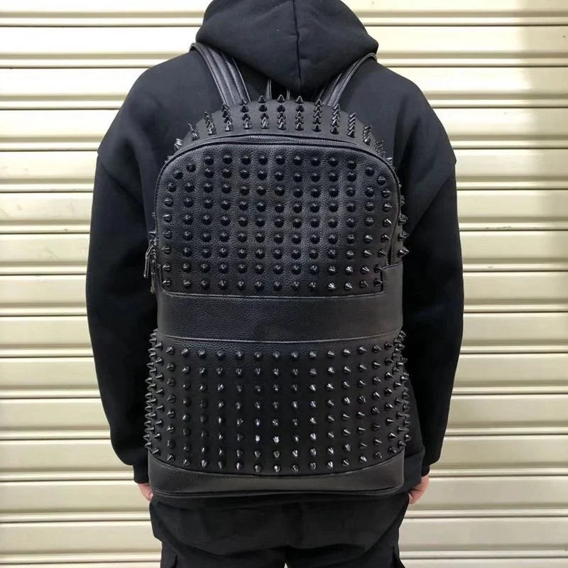 European And American Fashion Personalized Rivet Decoration Backpack 2025 New Large Capacity Punk Motorcycle Style Women's Bag