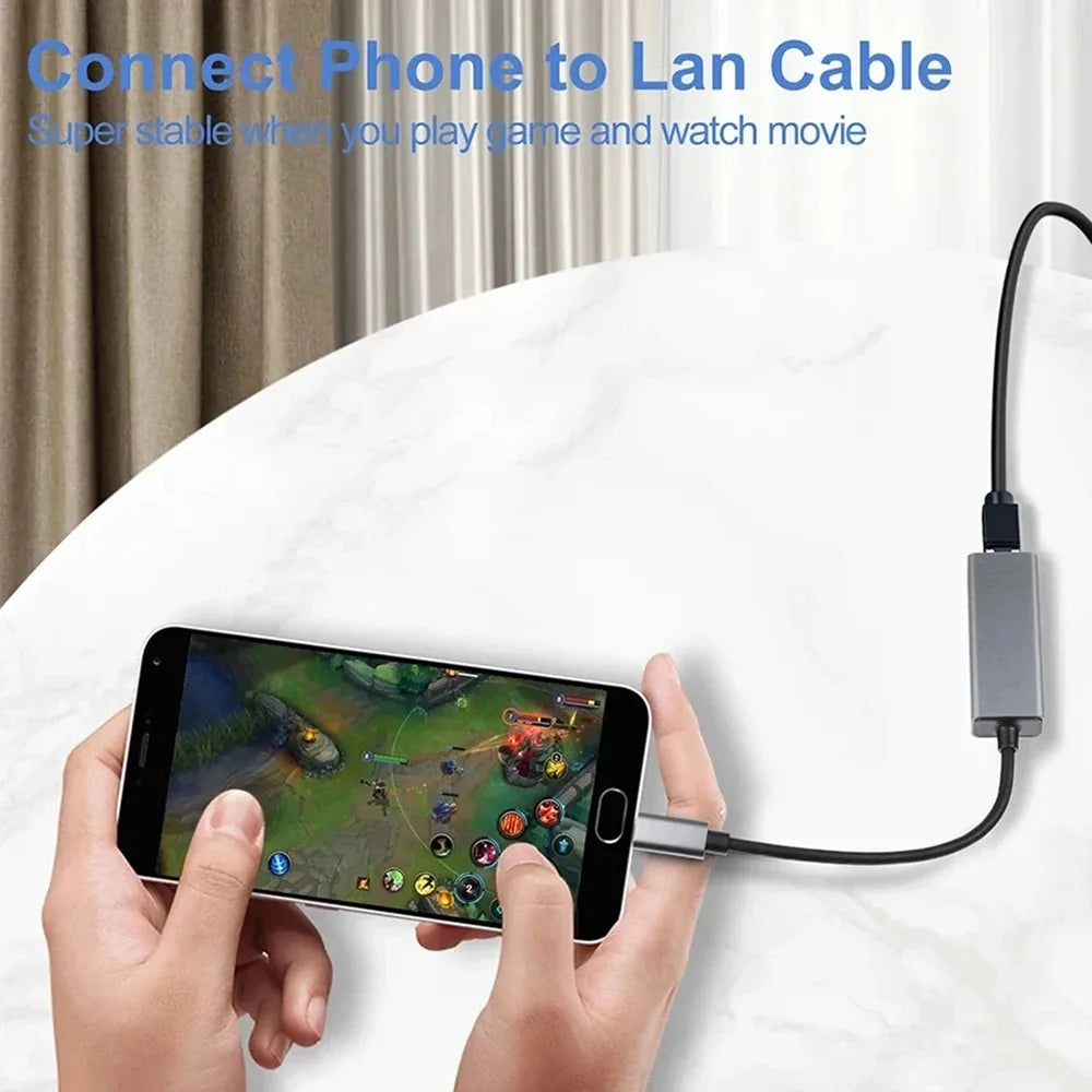 KEBIDUMEI USB Type C Ethernet Adapter Network Card USB Type-C To RJ45 100/1000Mbps Lan Internet Cable For MacBook Laptop PC