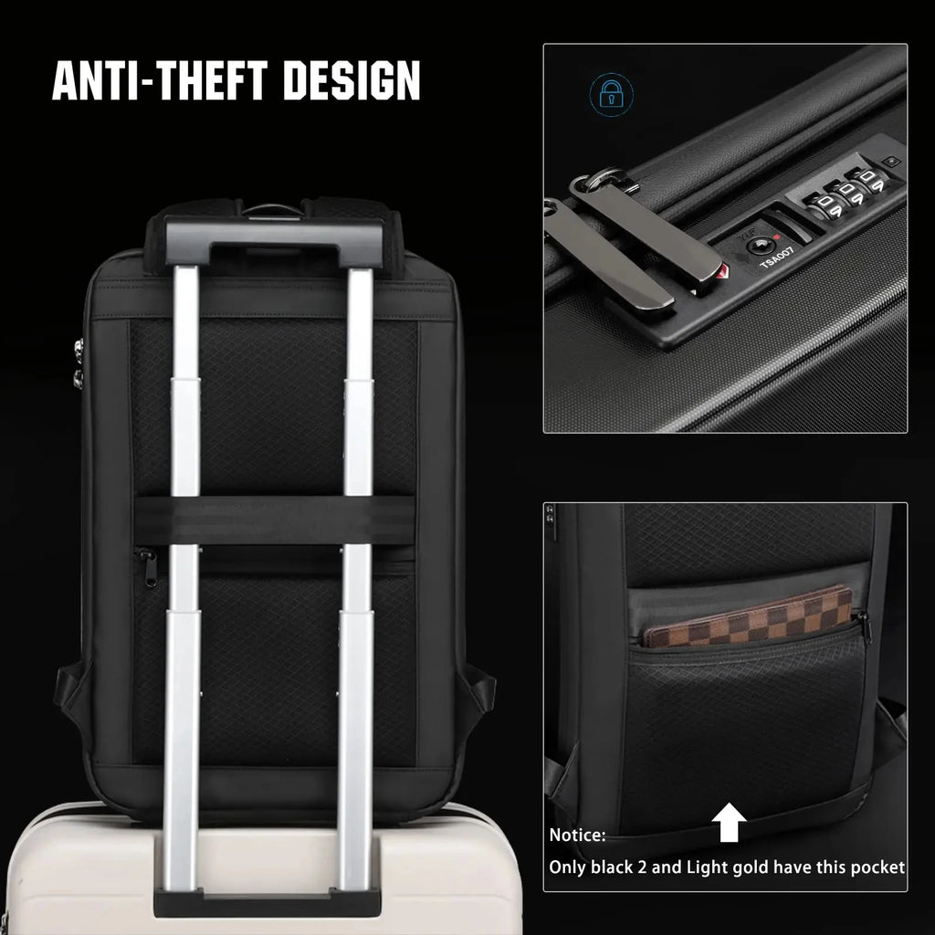 Men's 15.6" Laptop Hard Shell Backpack Waterproof Anti-theft Expandable TSA Lock Gaming Pack Luxury Business Backpack USB Charge