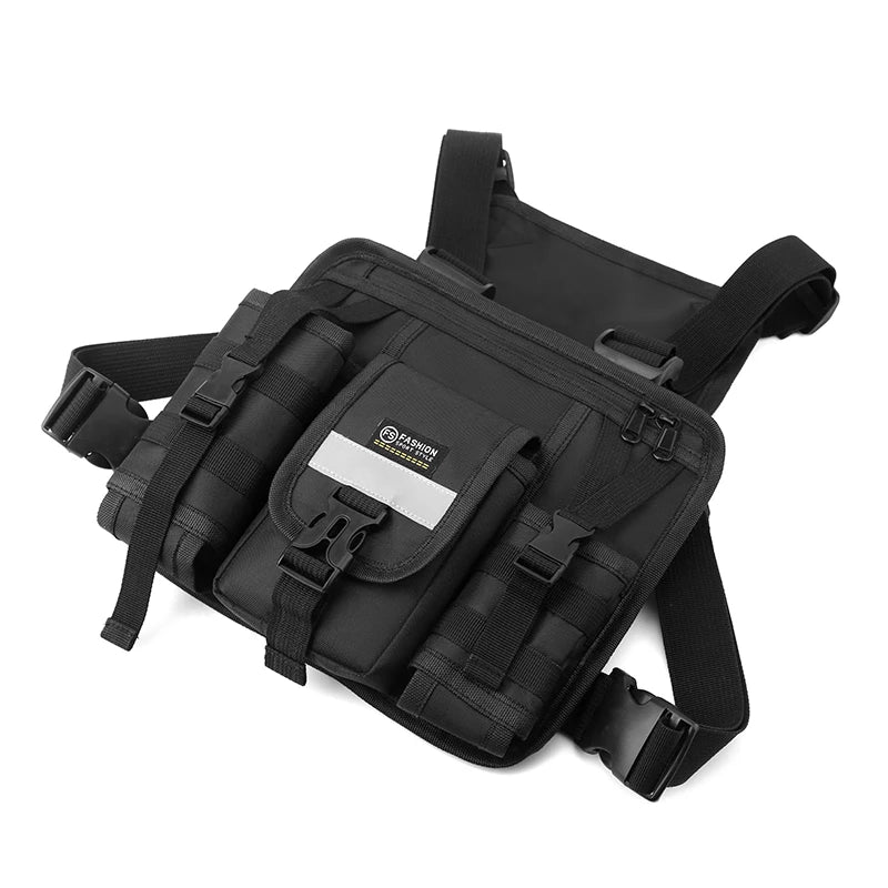 Reflective Design Chest Rig Bag Wear-resistant Tactical Vest Bag Multiple Pockets Students Chest Bag Hip-hop Streetwear Backpack