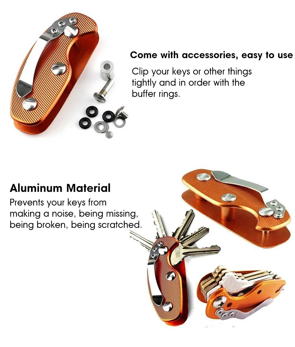 Key Holder Organizer Compact Aluminum Key Holder Clip Folder Keyring Outdoor Multi EDC Function Pocket Tool