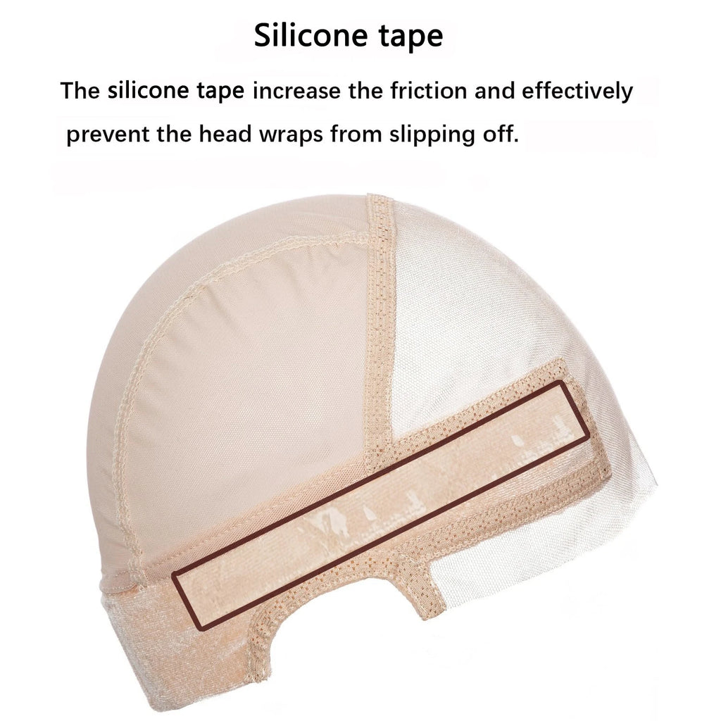Wig Cap with Silicone Grip Band for Keeping Wigs in Place, More Full Cap-wide Transparent Lace for Lace Front Wigs