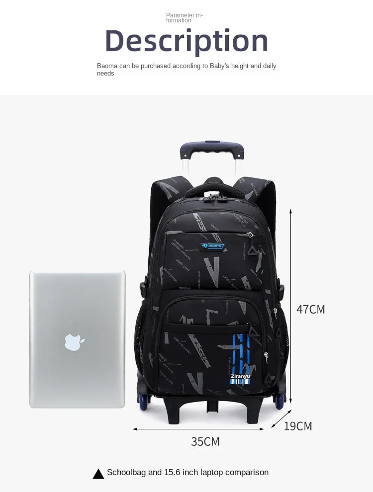 Trolley School Bags for Boys Children Rolling Backpack Elementary School Backpack with Wheels Student Book Bag Carry on Luggage