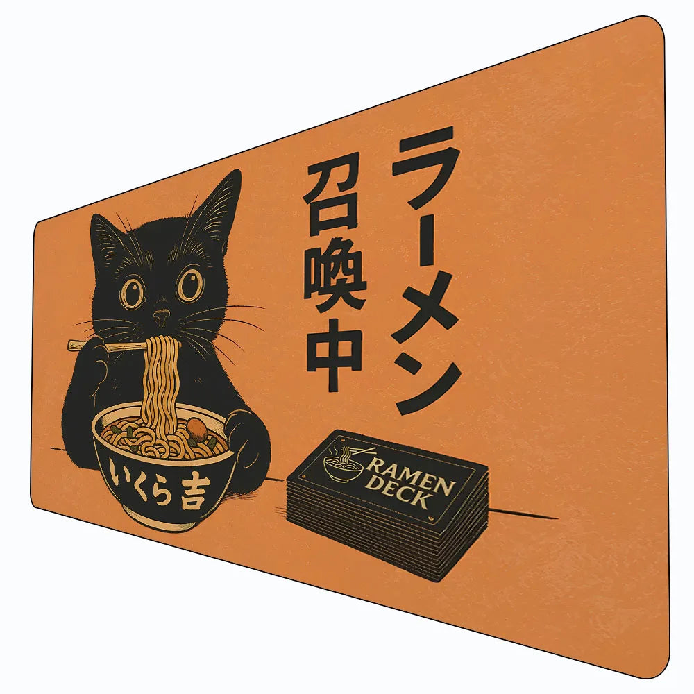 60x35cm Cat Eating lamen Noodles Design Card Game Pad with Regional Magic Party Gamer Accessories