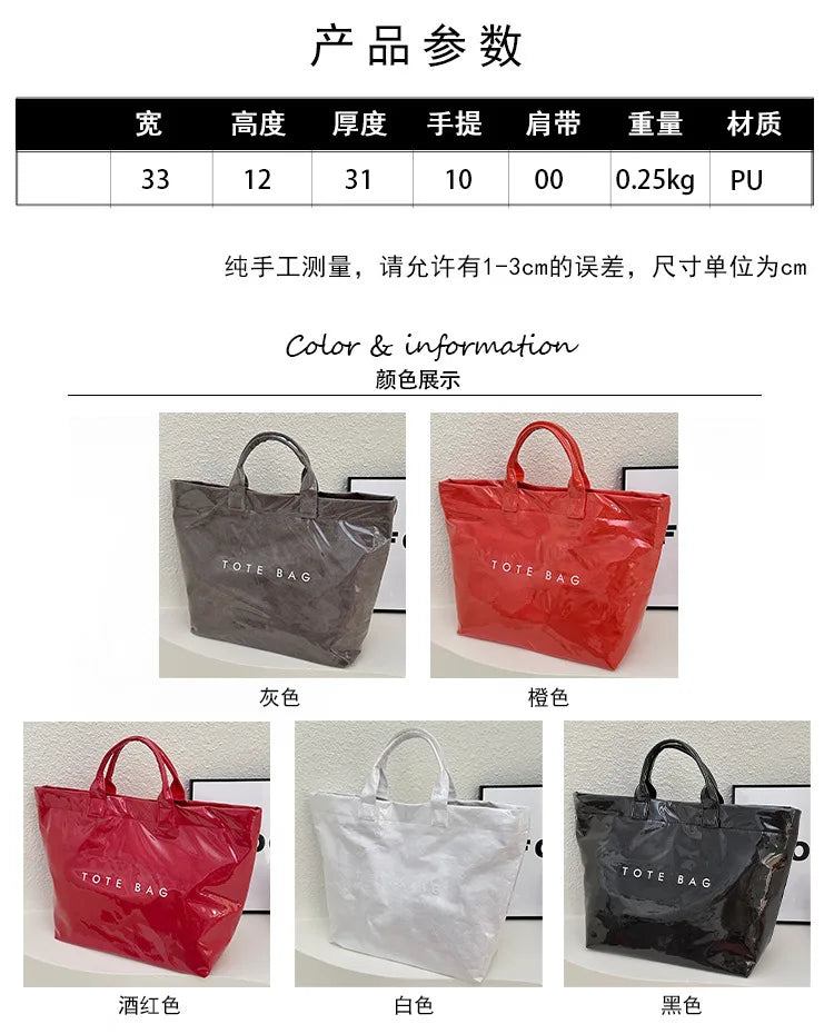 Retro tote bag waterproof DuPont paper shoulder bag fashionable commuting large capacity kraft paper handbag