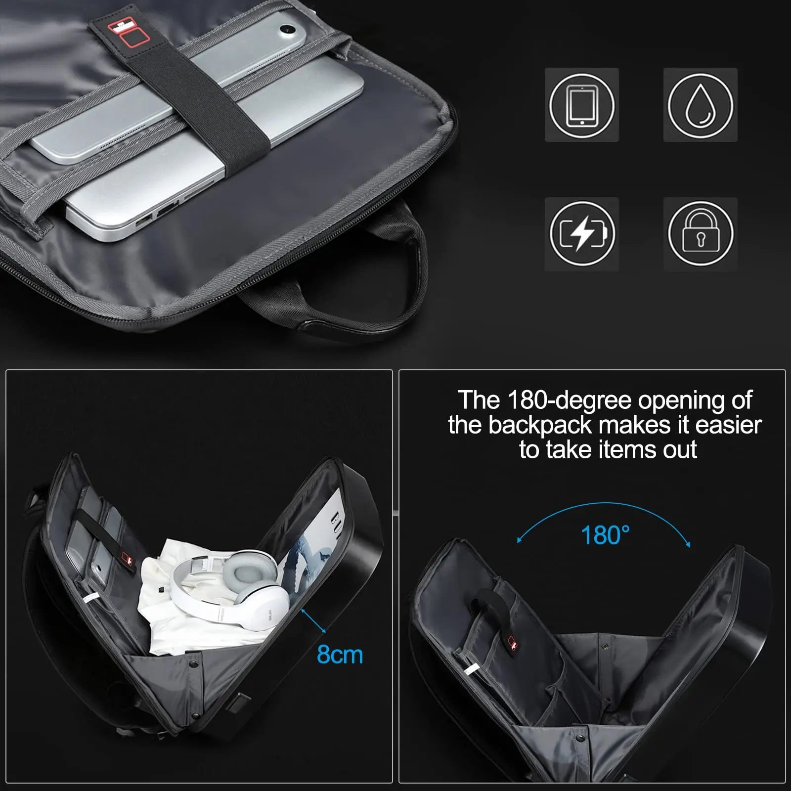 Men's 15.6" Laptop Hard Shell Backpack Waterproof Anti-theft Expandable TSA Lock Gaming Pack Luxury Business Backpack USB Charge
