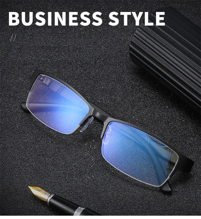 2024 Classic Men Reading Glasses Anti-radiation Presbyopia Half Frame Eyewear TR90 HD Business Eyeglasses Diopters 0 to +4.0