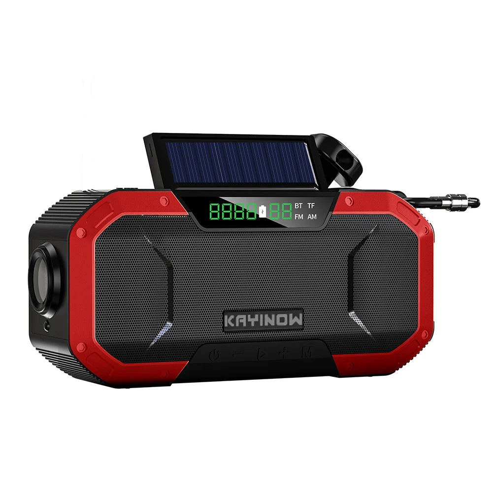 5000mAh Emergency Radio Solar Powered Hand Crank Radio Multifunctional Bluetooth AM/FM Weather Radio Speaker with LED Flashlight