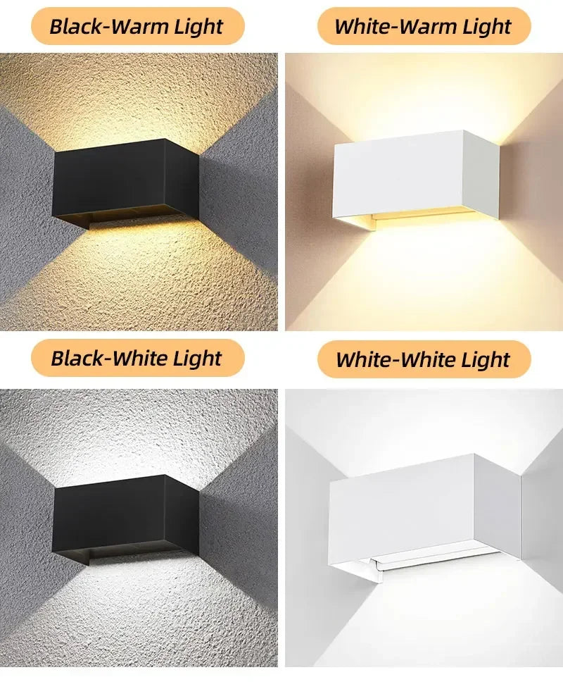 Aluminum LED Wall Lamp Outdoor Waterproof IP65 Interior Wall Light 12W24W Porch Garden Lights Living Room Street Stairs Lighting