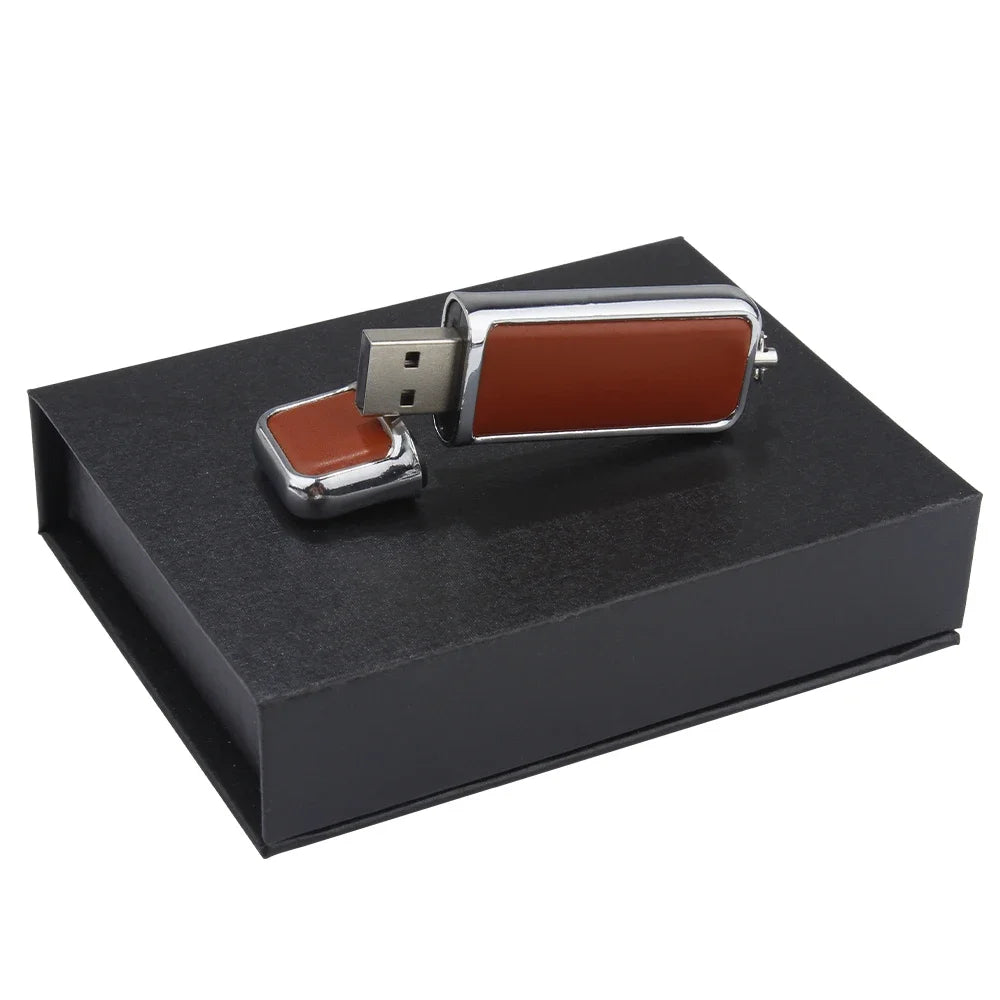 JASTER  USB 2.0 Flash Drives 64GB Brown Leather Business GIFT LOGO  Fashion Pen drive 32GB U disk Free Color pen usb 128GB BOX