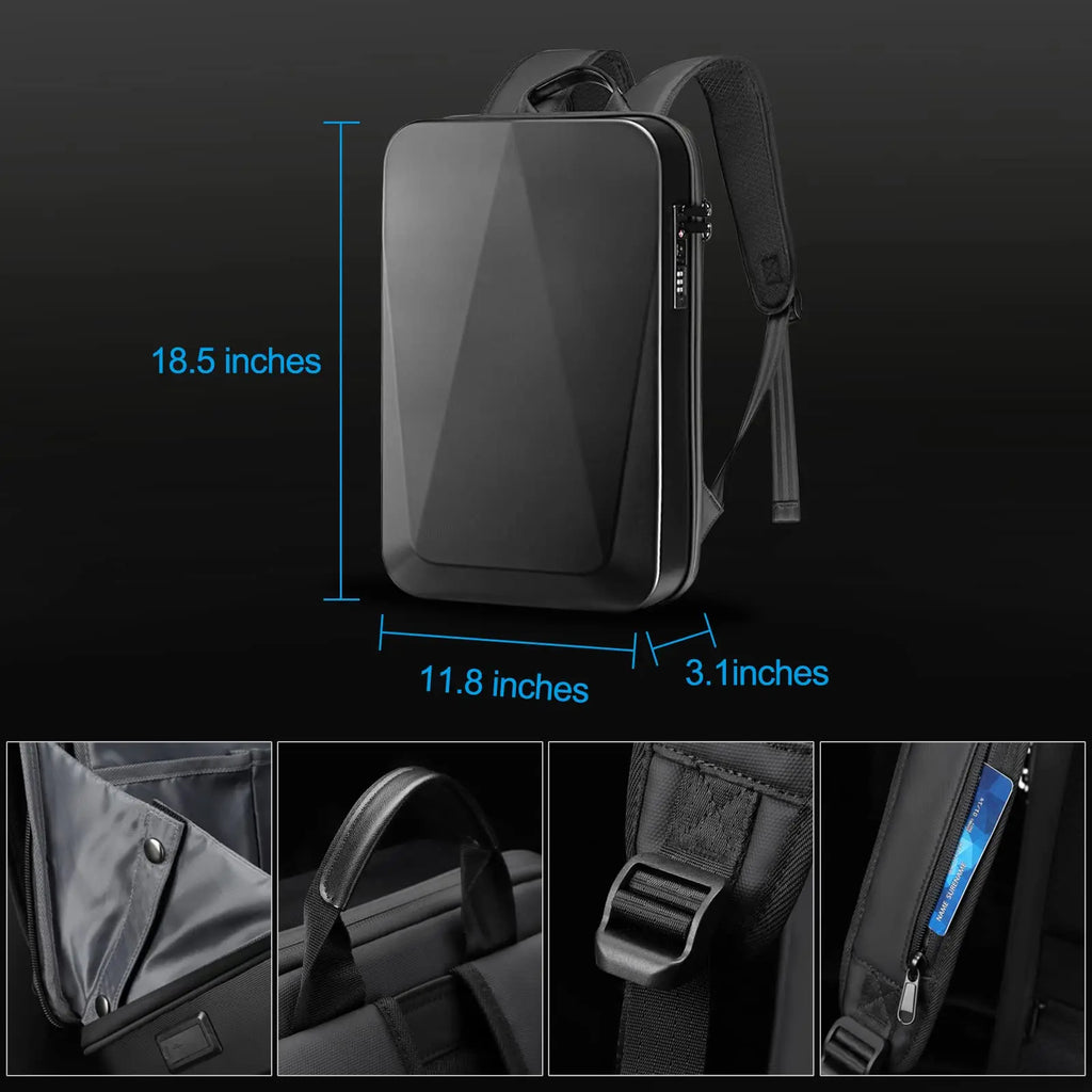 Men's 15.6" Laptop Hard Shell Backpack Waterproof Anti-theft Expandable TSA Lock Gaming Pack Luxury Business Backpack USB Charge
