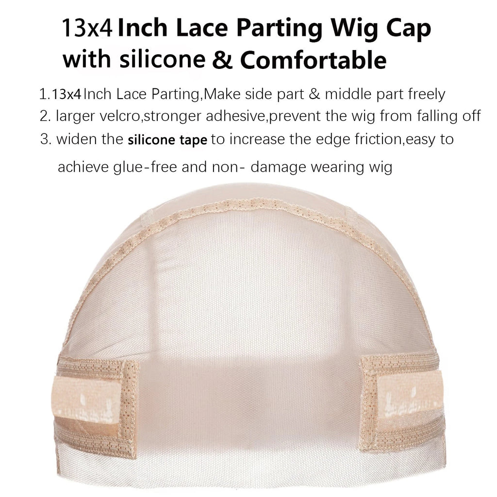 Wig Cap with Silicone Grip Band for Keeping Wigs in Place, More Full Cap-wide Transparent Lace for Lace Front Wigs