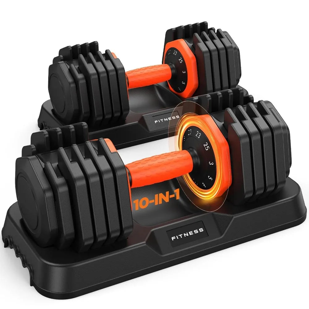 2026 Updated Adjustable Dumbbell Set of 2, 110lbs/50lbs Weights Dumbbell Set with Storage Box, 25lbs/55lbs, Customized